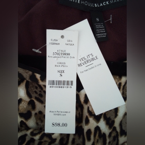 NWT $98 WHBM Leopard Reversable Deep Purple Dress Spandex Blend Sheath S - Picture 10 of 16